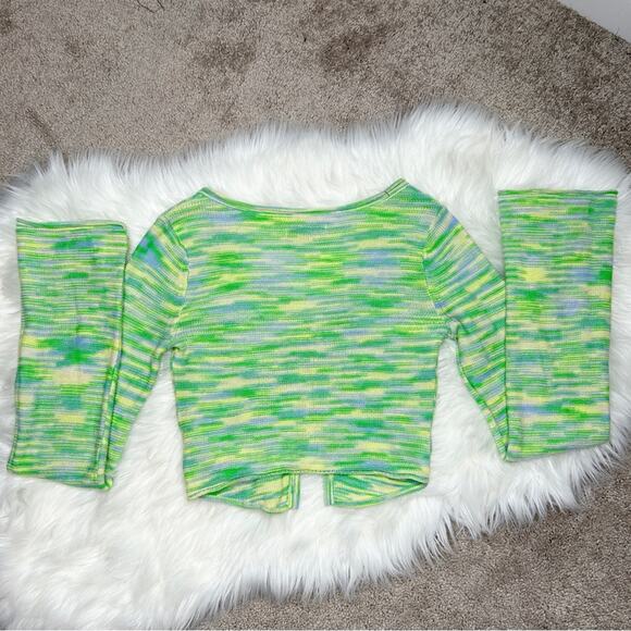 AMERICAN EAGLE Retro Bell Sleeve Knit Crop Top Womens XS Mod Disco Hippie Boho - Picture 5 of 7